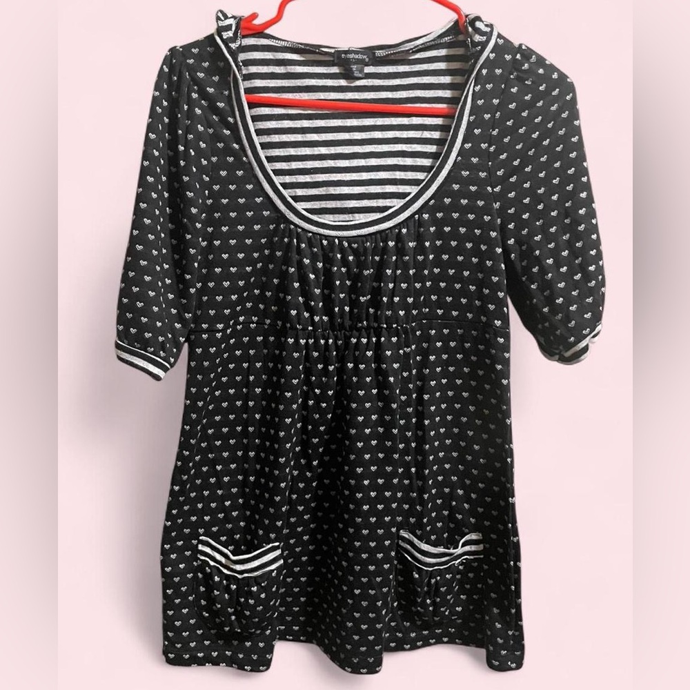 Eyeshadow Black and White Heart Babydoll Tunic